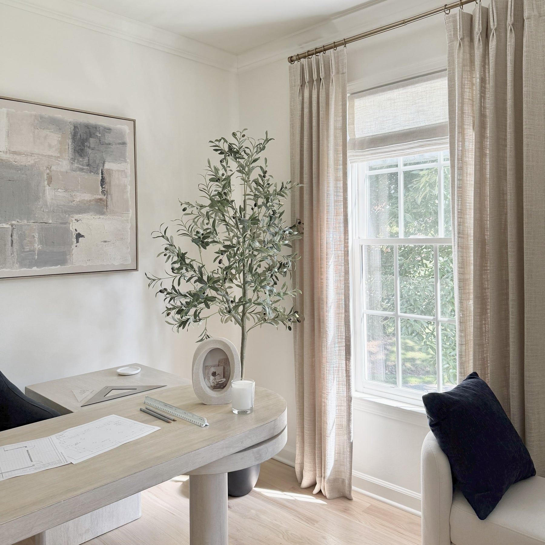 Shay Miron in her Atlanta home with custom Cozyology drapery project image 2