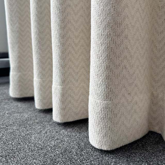 Tarryn | Textured Weave Drapery fabric and drape detail
