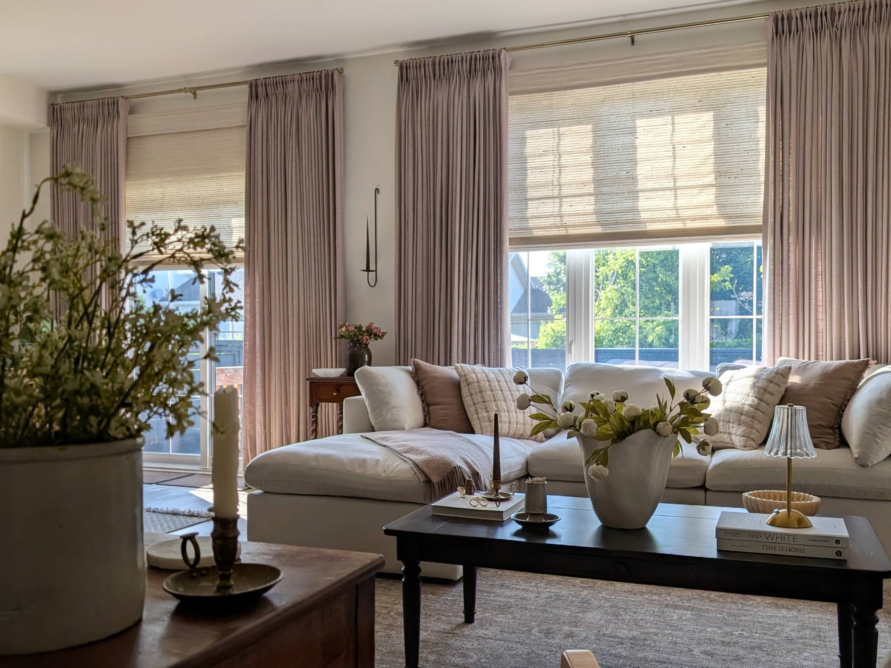 Amanda Kruger in her Ontario home with custom Cozyology window treatments project image 3