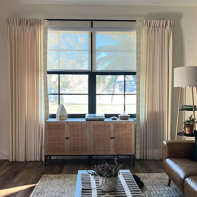 Drapery with Border Trim fabric and drape detail