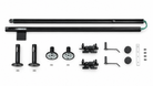 Rylan rod sections, mounting brackets, carriers, end caps, connector and screws — components vary by configuration