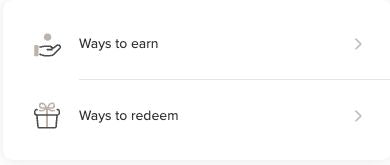 Smile Rewards panel showing the Ways to redeem option below Ways to earn